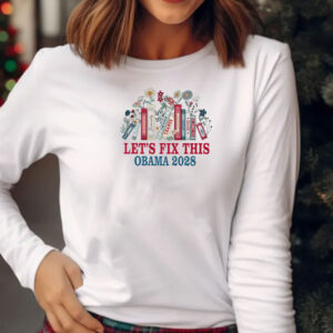 Obama 2028 Let's Fix This Floral Book Shirt