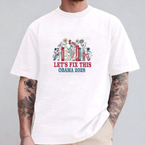 Obama 2028 Let's Fix This Floral Book Shirt