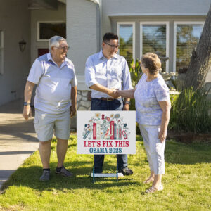 Obama 2028 Let's Fix This Floral Book Yard Sign