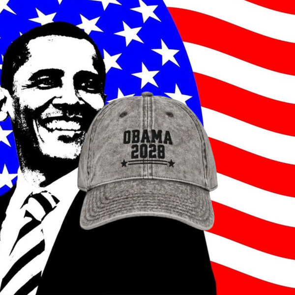 Obama 2028 Embroidered Hat, Vintage Washed Cap