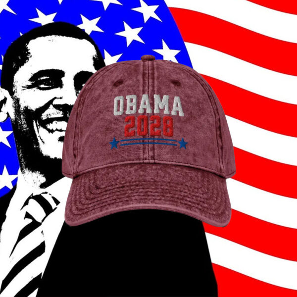 Obama 2028 Embroidered Hat, Vintage Washed Cap