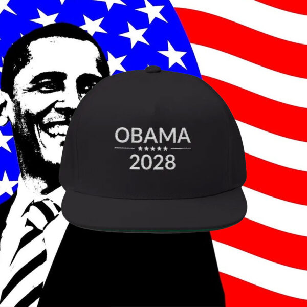 Obama 2028 Hat, Embroidered Flat Bill Cap