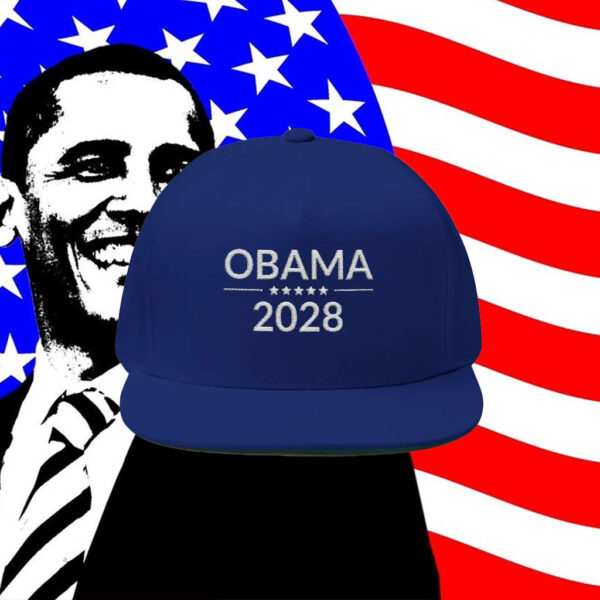 Obama 2028 Hat, Embroidered Flat Bill Cap
