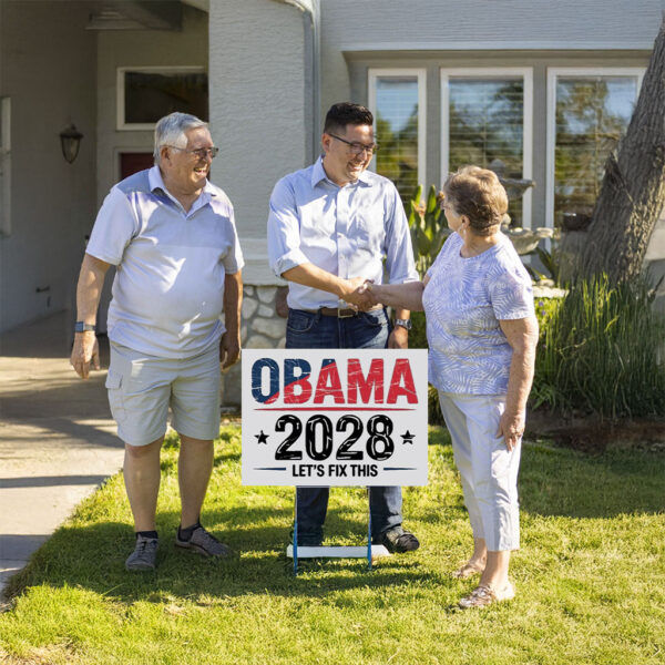 Obama 2028, Let's Fix This Retro Political Yard Sign