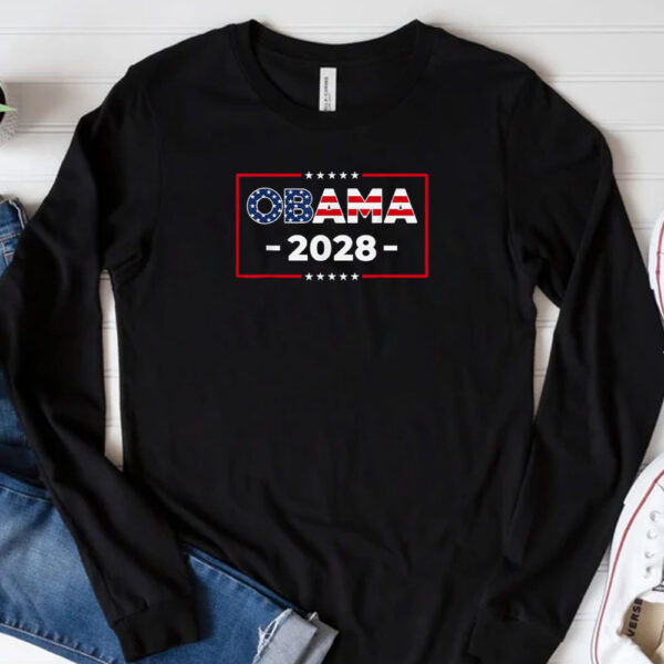 Obama 2028 Shirt Vote Obama For President 2028 America US Flag Shirt