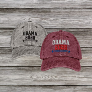 Obama 2028 Custom Embroidered Hat – Vintage Washed Cap