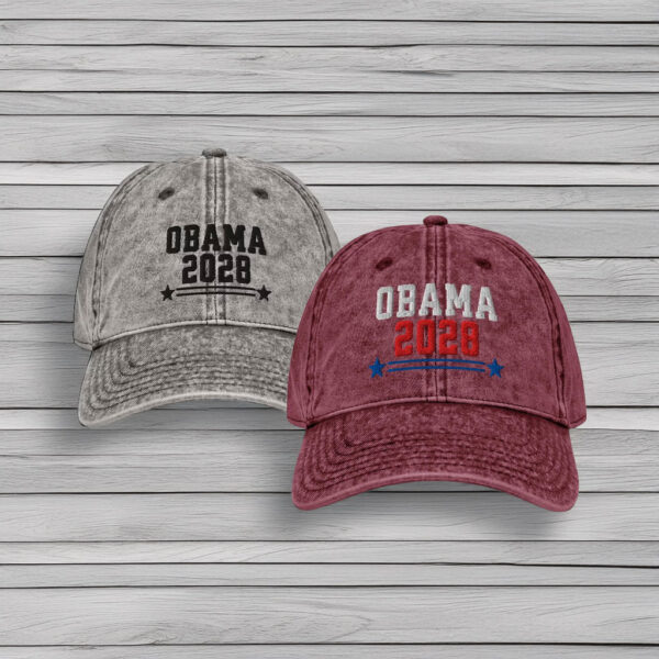 Obama 2028 Custom Embroidered Hat – Vintage Washed Cap